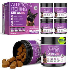 TTLXBL Alergia para perros: masticables en envase 200ct, fácil para viajes y almacenamiento.