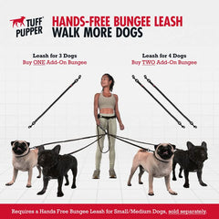 Accesorio bungee de Tuff Pupper con dos clips de acero para fijar a collar y correa.