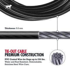 Tuff Pupper cable recubierto de PVC impermeable para uso en lluvia.