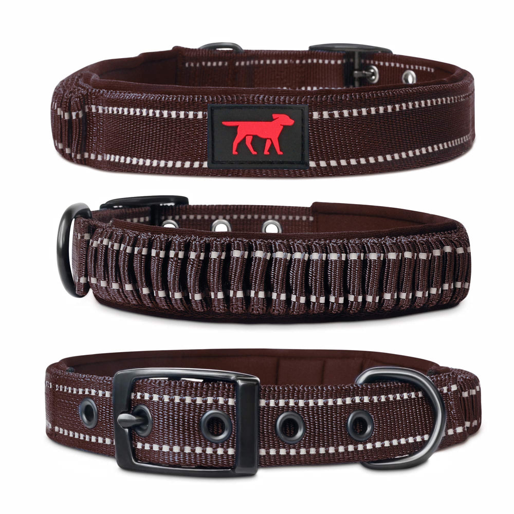 Tuff Pupper collar con cierre de acero inoxidable, seguridad duradera para perros activos.