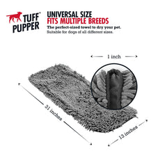Toalla con bolsillos dobles Tuff Pupper para secar patas y vientre.