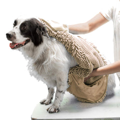 Toalla Tuff Pupper de secado rápido para perros, tamaño 35x15, absorbe agua rápidamente.