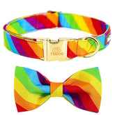 Tunkoo collar arcoíris con lazo para perros, ideal para paseos coloridos