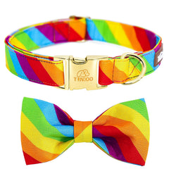 Tunkoo collar arcoíris con lazo para perros, ideal para paseos coloridos