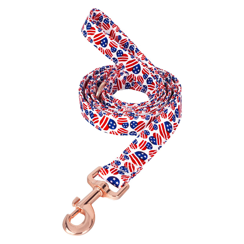 Tunkoo correa para perro con bandera americana y corazón, vista frontal.