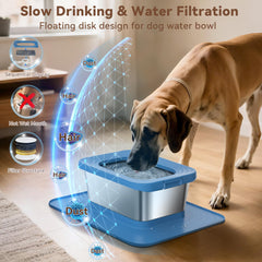 Disco flotante Twinsing en el bebedero, reduce salpicaduras y mantiene el agua fresca.