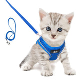 Arnés TwoEar para gato con malla azul, a prueba de escape para paseos.