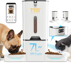 TYM alimentador automático para gatos con doble cámara frontal para supervisión remota.