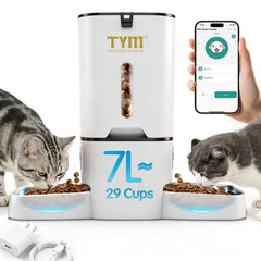 TYM doble comedero automático para dos gatos, ideal para dos mascotas.