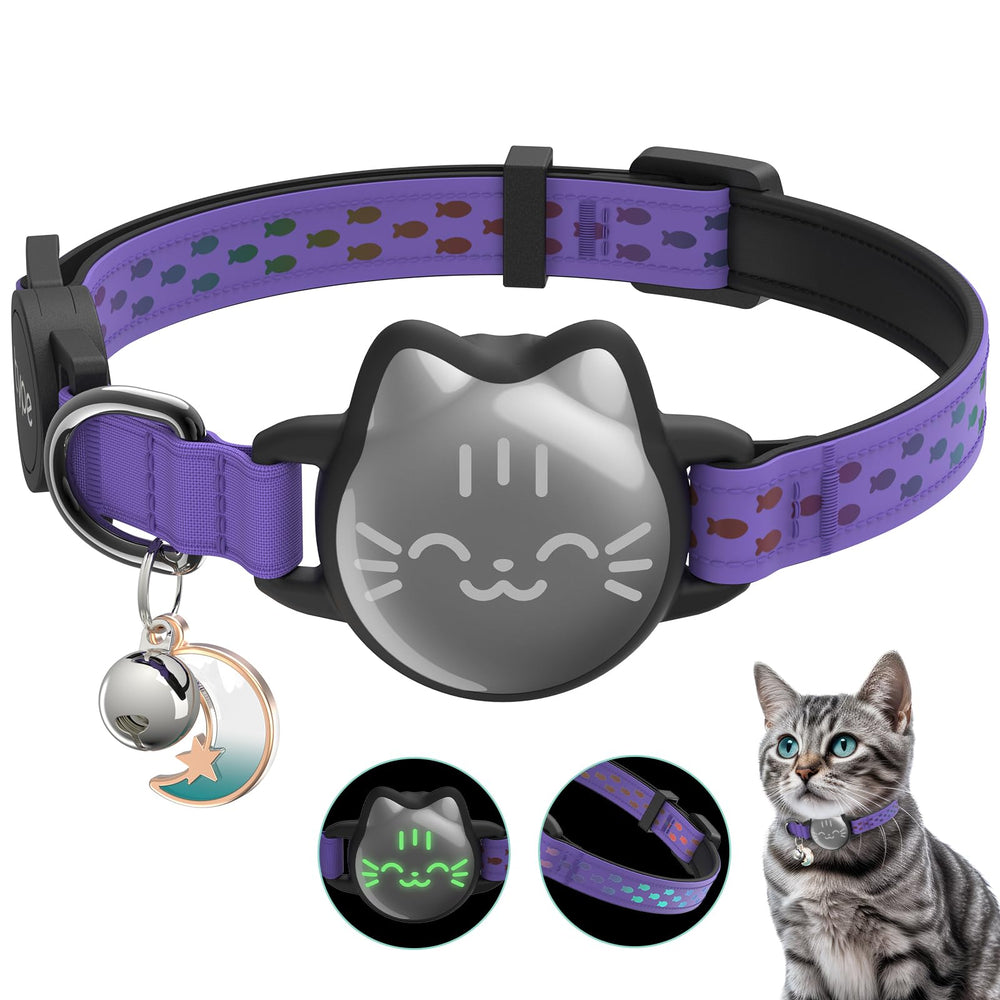 typecase collar etiqueta rastreo resistente al agua, ideal para aventuras nocturnas de gatos.