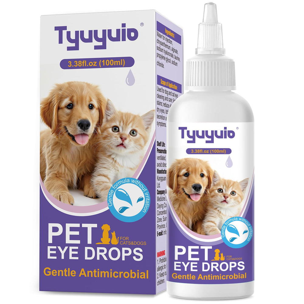 Tyuyuio gotas ojos para perros y gatos; flujo suave para limpieza rápida.