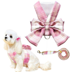 Arnés UETZLTB para perro pequeño con lazo rosa, cómodo para paseos.