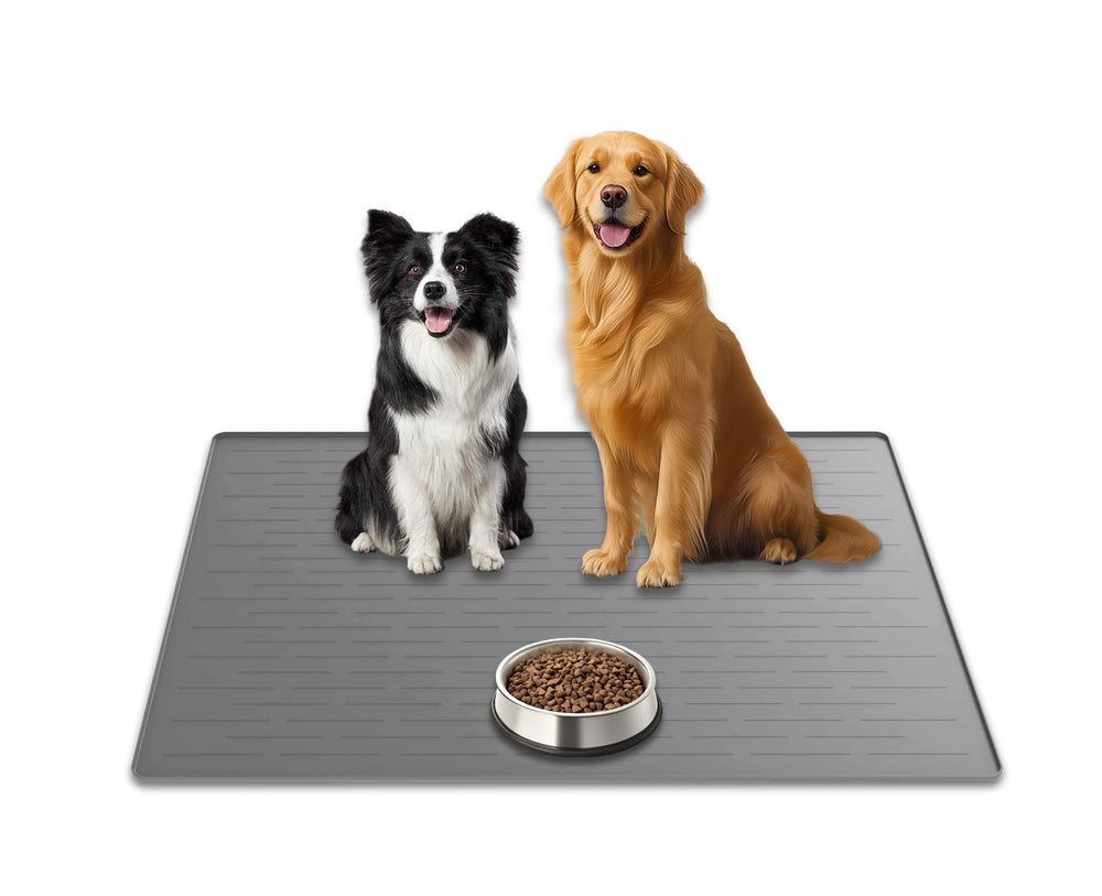 Alfombrilla Ultibe extra grande con varios cuencos para comer junto a tus mascotas