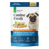 Canine Fresh de Ultimate Pet Nutrition, empaque visible para el cuidado bucal.