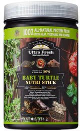 Ultra Fresh alimento flotante para tortugas bebé, empaque visible y sabor marino.