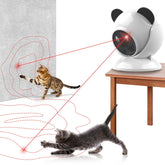 umosis láser automático para gatos visto de frente, juego interactivo seguro para interiores.