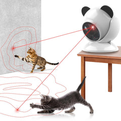 umosis láser automático para gatos visto de frente, juego interactivo seguro para interiores.