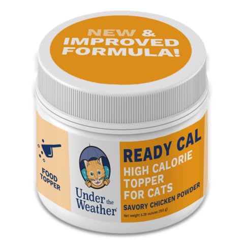 UndertheWeatherPet Ready Cal, polvo para gatos, ayuda a ganar peso saludable con sabor delicioso a pollo.