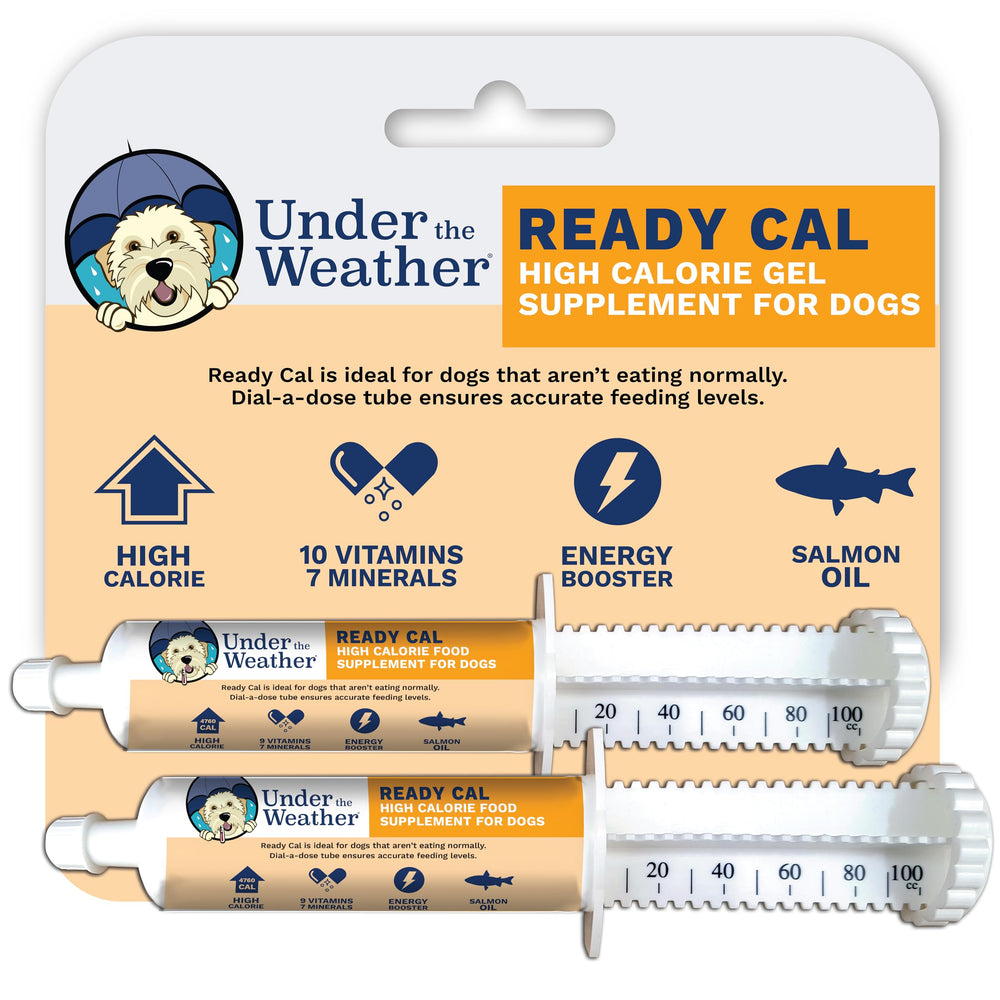 Under the Weather Pet Ready Cal botella frontal para aumentar calorías diarias en perros