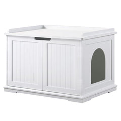Unipaws caja-arena-oculta-blanco: oculta la arena y mejora la estética del cuarto