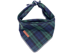 Bandana navideña Unique Style Paws verde con cuadros, vista frontal para perros