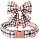 Unique Style Paws collar con lazo floral a cuadros, cómodo y perfecto para salidas elegantes