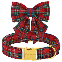 Unique Style Paws collar navidad con lazo para perros, ideal para fiestas festivas.