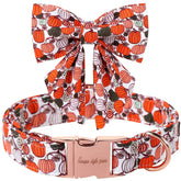 Unique Style Paws collar con lazo calabaza para fiesta de disfraces, cómodo y festivo.