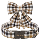 Unique style paws collar perro navidad lazo marrón cuadros, ideal para fiestas y sesiones de fotos