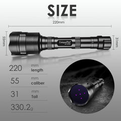Radiación de 8000 µW/cm² para identificar manchas en superficies y materiales