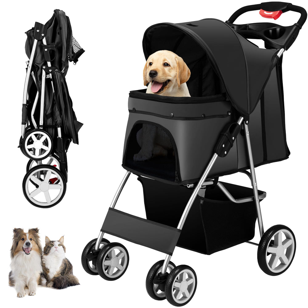 Unisakey carrito mascotas cuatro-ruedas: plegable para paseos cómodos