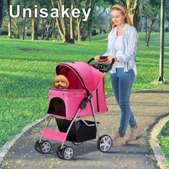 Unisakey paseador con frenos traseros para paradas seguras