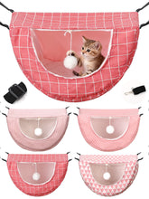 Hamaca Unittype para gato con puntos rosa, cómodo descanso suave.