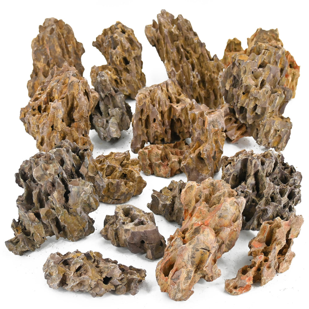 Piedra Unocho dragón Seiryu para acuario con textura panal y belleza natural.
