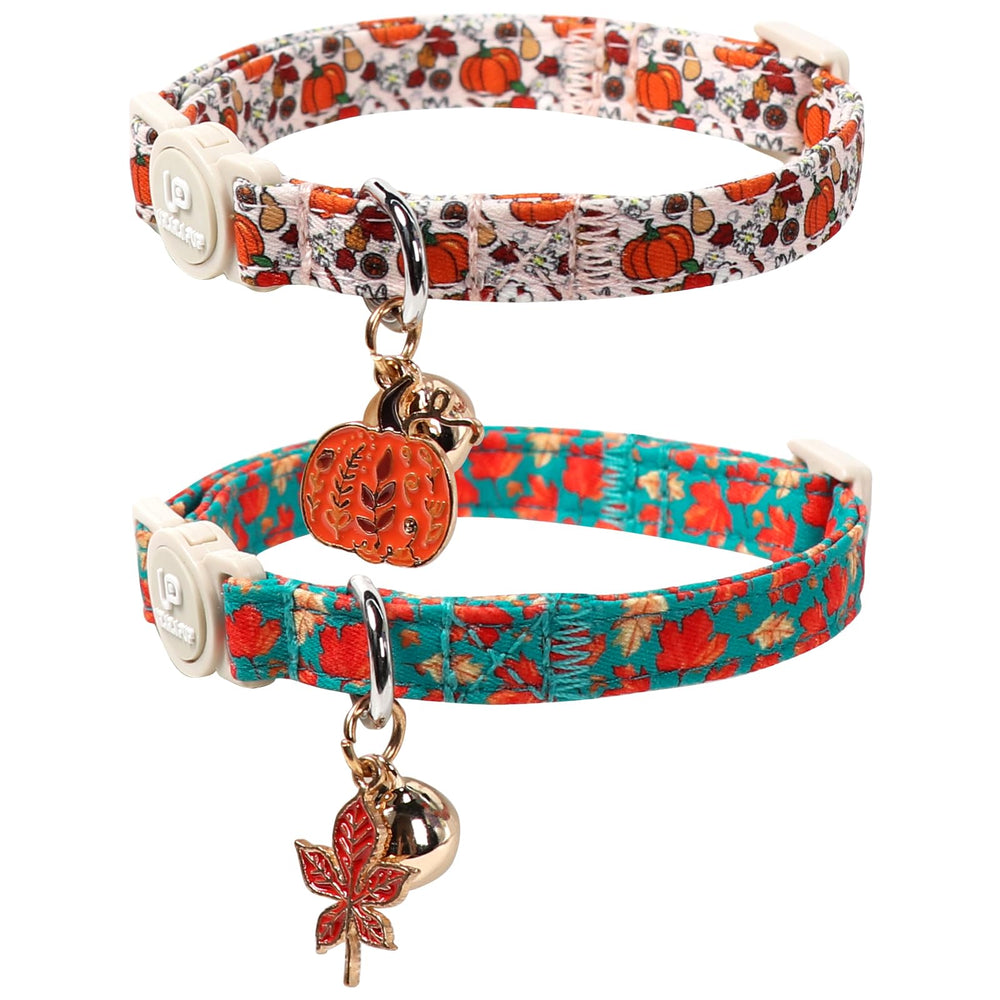 Collar UP URARA PUP calabaza: diseño otoñal suave para gato feliz.