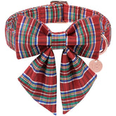 Collar UP URARA PUP con lazo navideño y plaid para fiestas.
