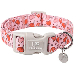 UP URARA PUP collar corazon rosa: cómodo y resistente para paseos diarios.