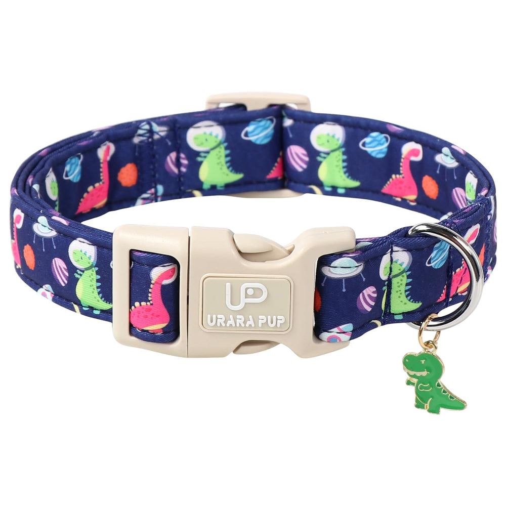 UP URARA PUP collar dinosaur-verano-azul para paseos con estilo.