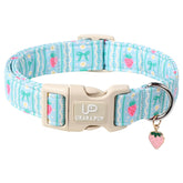 UP URARA PUP collar fresa y flor, diseño encantador para paseos con estilo.