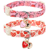 Collar UP URARA PUP para gatos con corazones rosas y hebilla de seguridad.