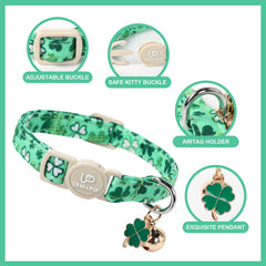 Collar para gato UP URARA PUP, dos piezas con diseño trébol para estilos de temporada.