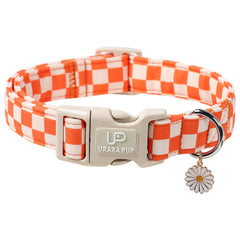 UP URARA PUP collar gingham naranja otoño para paseos cómodos