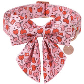 UP URARA PUP collar lazo corazón rosa para lucir elegante durante paseos