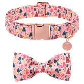 UP URARA PUP collar navidad rosa con árboles; ideal para paseos festivos