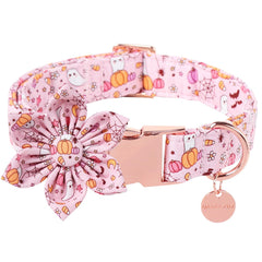 Collar UP URARA PUP con flor rosa para Noche de Brujas, cómodo para paseos.