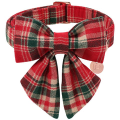 UP URARA PUP collar navideño con cuadros rojo-verde para paseos festivos