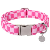 UP URARA PUP collar veraniego rosa a cuadros para paseos con estilo