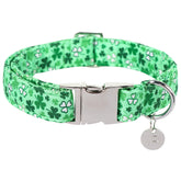 Collar UP URARA PUP San Patricio con trébol verde para perros, ideal para festividades.