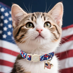 UP URARA PUP diseño bandera eeuu verano para collar de gato.