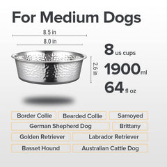 URBUDDIES acero inoxidable 24 gauge, diseño duradero para perros.